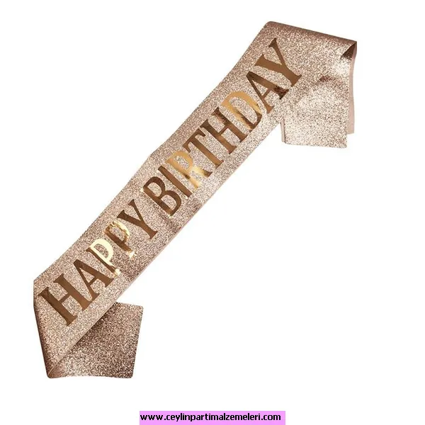 Simli Happy Bırthday Kuşak